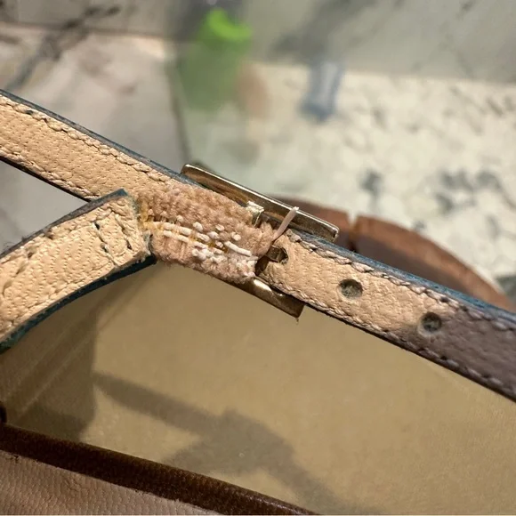 Jimmy Choo | 8 | Slingback Pumps Brown Teal Cutout Leather Pointed Toe 3” Heel - Picture 16 of 16